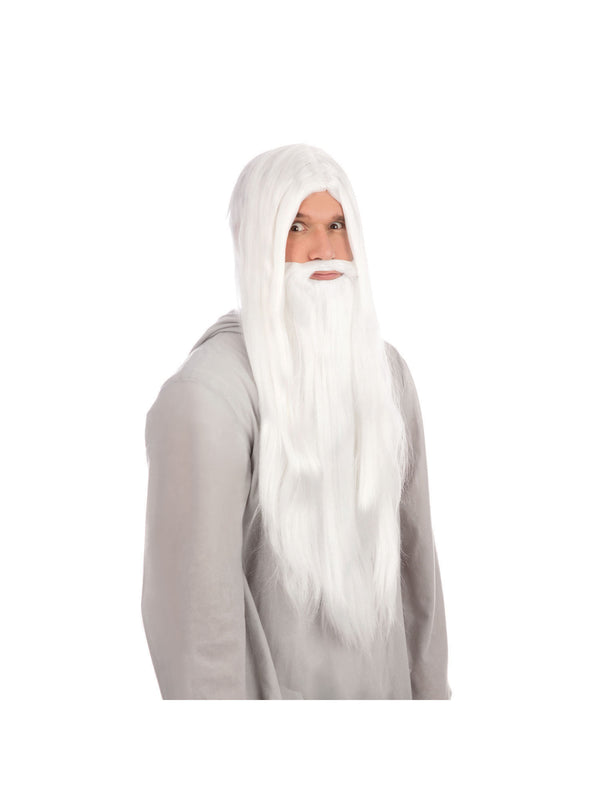 Wizard Wig + Beard Long White (B25)